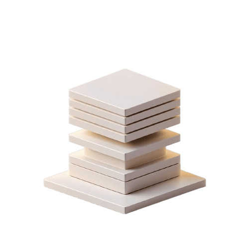 Stack of square stone tiles on a transparent background