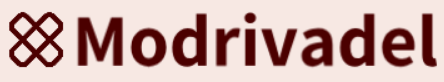 Modrivadel logo in brown on a beige background