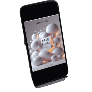 Phone displaying a free plan offer on a transparent background